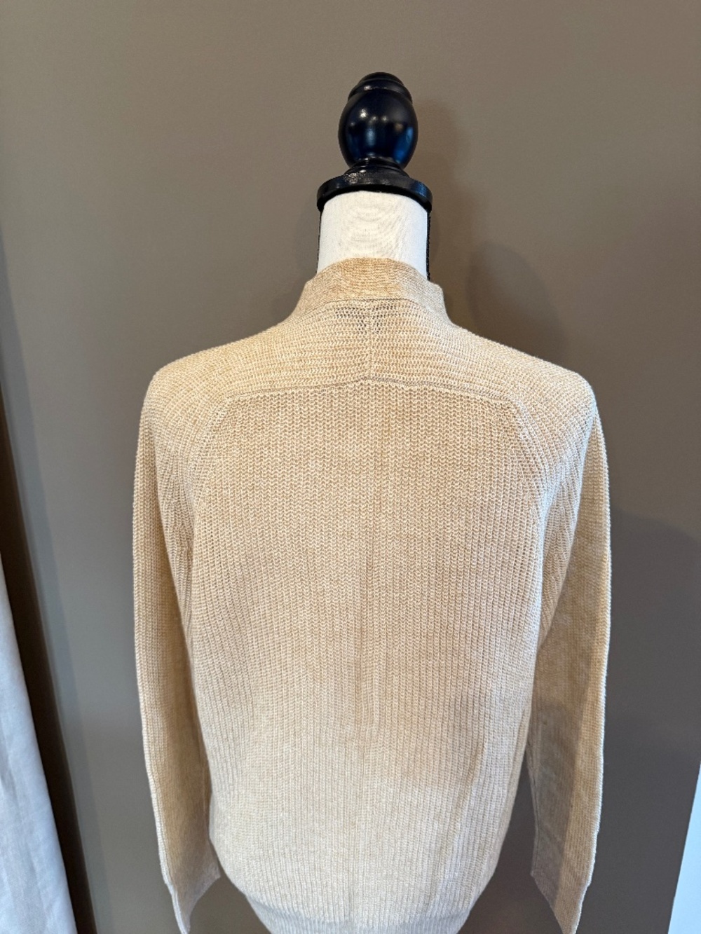 J. Crew Linen Blend Tan Knit Button Down Cardigan, Size Small - Picture 4 of 12